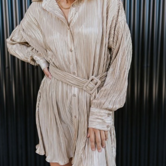 Elegant Pleated gold Dress - Picture 1 of 5